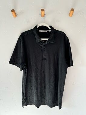 Travis Mathew Black Cotton Blend Short Sleeve Polo Solid XL Golf Button Up
